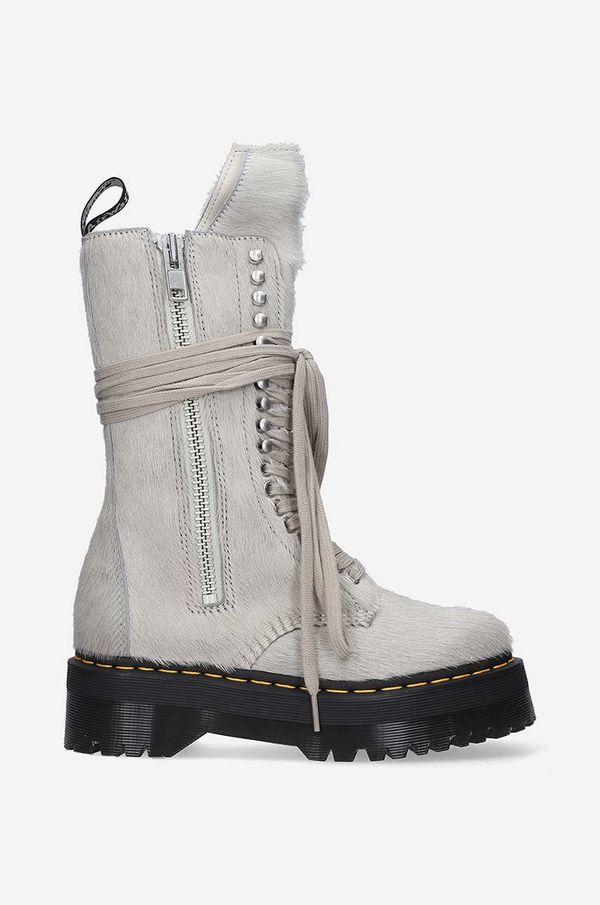 Rick Owens Čizme od brušene kože Rick Owens Fur Boots x Dr. Martens za žene, boja: siva, s platformom, DW02B3801.0049.PEARL-Grey