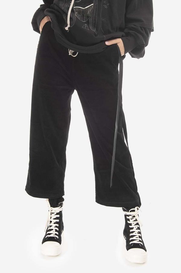 Rick Owens Hlače od samta Rick Owens srednje visoki struk, DS02B4323.VS.BLACK-Black