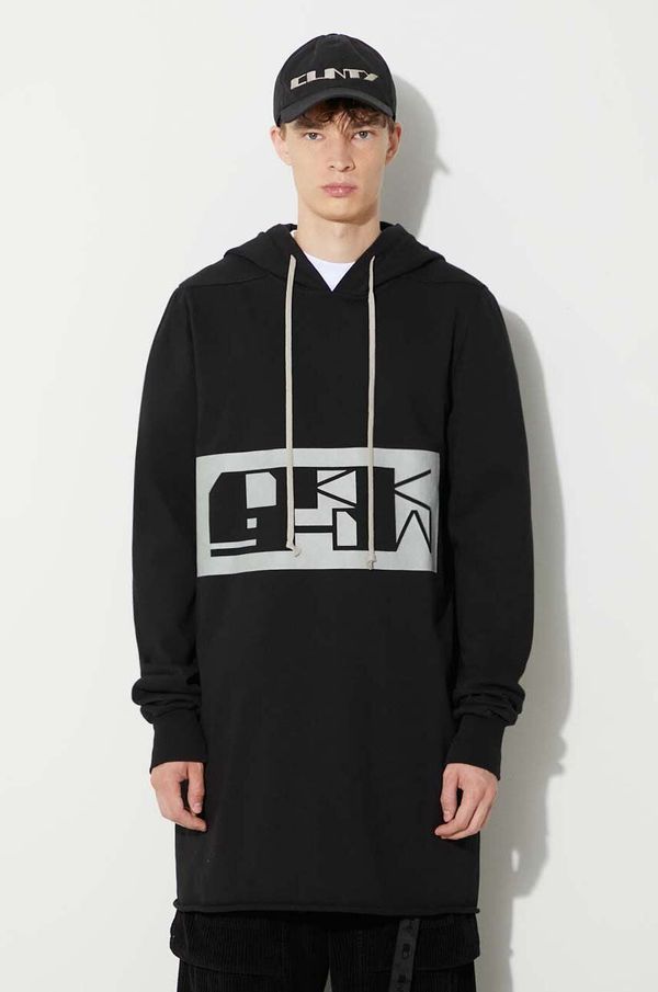 Rick Owens Pamučna dukserica Rick Owens za muškarce, boja: crna, s kapuljačom, s tiskom