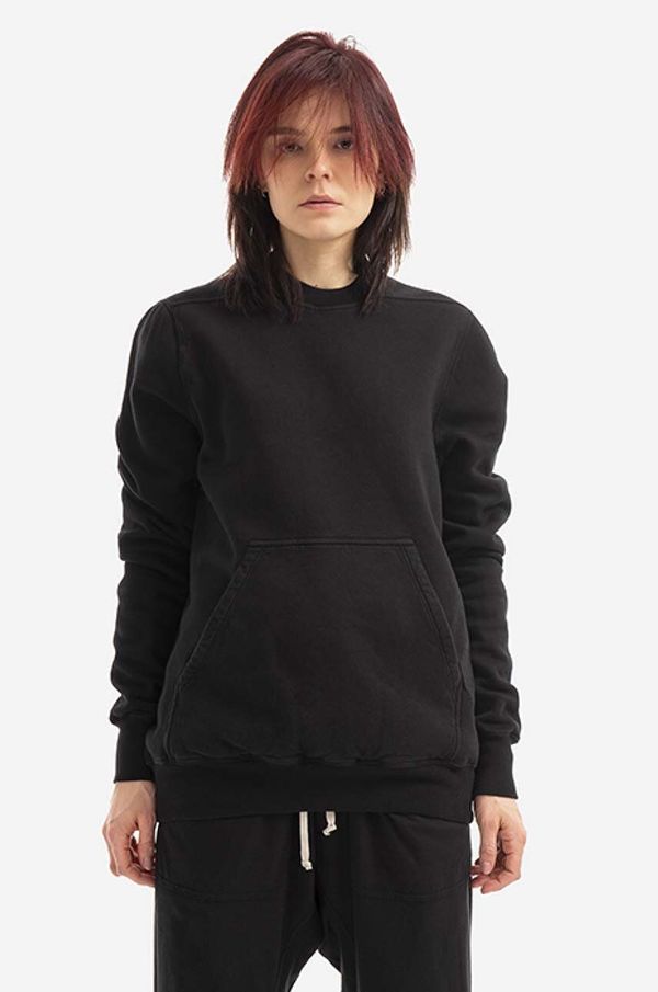 Rick Owens Pamučna dukserica Rick Owens za žene, boja: crna, s kapuljačom, glatka, DS01B7231.F.BLACK-Black