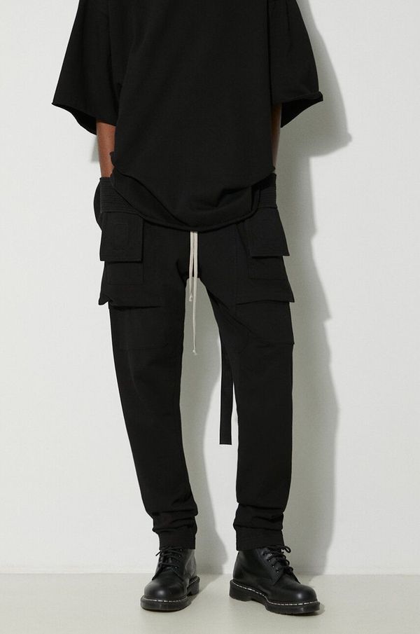 Rick Owens Pamučne hlače Rick Owens Knit Pants Creatch Cargo Drawstring boja: crna, cargo kroj, DU01D1376.RIG.09