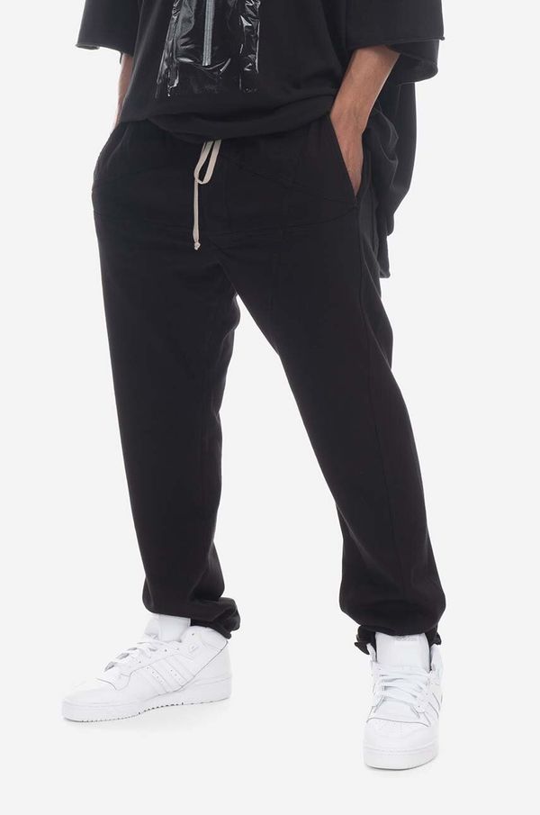 Rick Owens Pamučni donji dio trenirke Rick Owens boja: crna, glatki materijal, DU01C6392.RIGET1.-black
