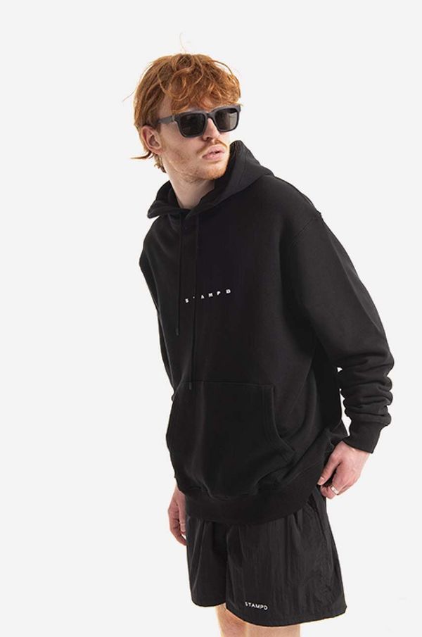 STAMPD Pamučna dukserica STAMPD za muškarce, boja: crna, s kapuljačom, glatka, SLA.M2827HD-BLK