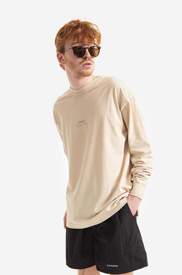 STAMPD Pamučna majica dugih rukava STAMPD boja: bež, glatki model, SLA.M2820LT-SND