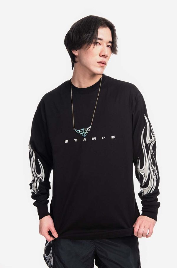 STAMPD Pamučna majica dugih rukava STAMPD boja: crna, s uzorkom, SLA.M3102LT-BLK