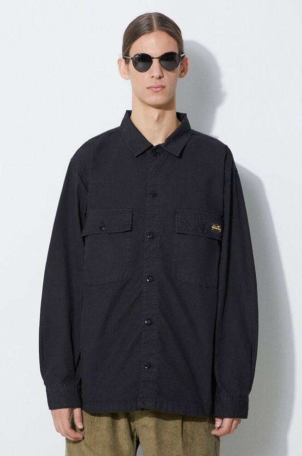 Stan Ray Pamučna košulja Stan Ray CPO SHIRT za muškarce, boja: crna, relaxed, s klasičnim ovratnikom, AW2311149
