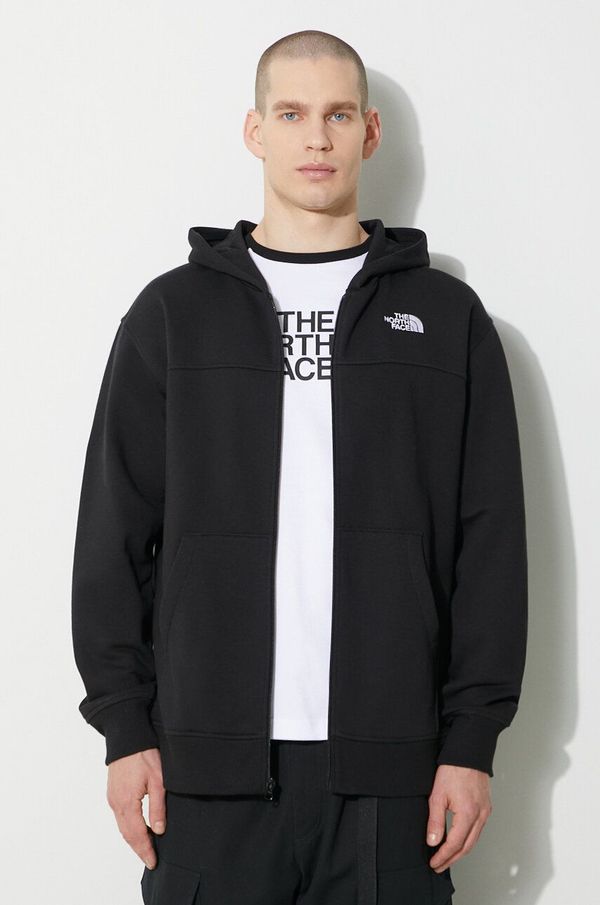 The North Face Dukserica The North Face M Essential Fz Hoodie za muškarce, boja: crna, s kapuljačom, aplikacijom, NF0A87FBJK31