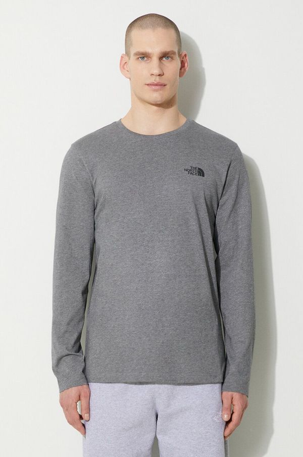 The North Face Majica dugih rukava The North Face M L/S Simple Dome Tee za muškarce, boja: siva, melanž, NF0A87QNDYY1