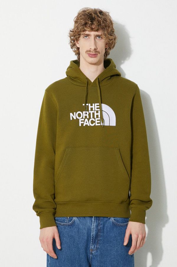 The North Face Pamučna dukserica The North Face M Drew Peak Pullover Hoodie za muškarce, boja: zelena, s kapuljačom, s aplikacijom, NF00AHJYPIB1