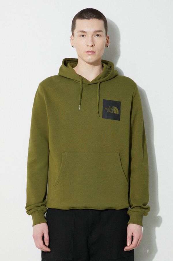 The North Face Pamučna dukserica The North Face M Fine Hoodie za muškarce, boja: zelena, s kapuljačom, s tiskom, NF0A5ICXPIB1