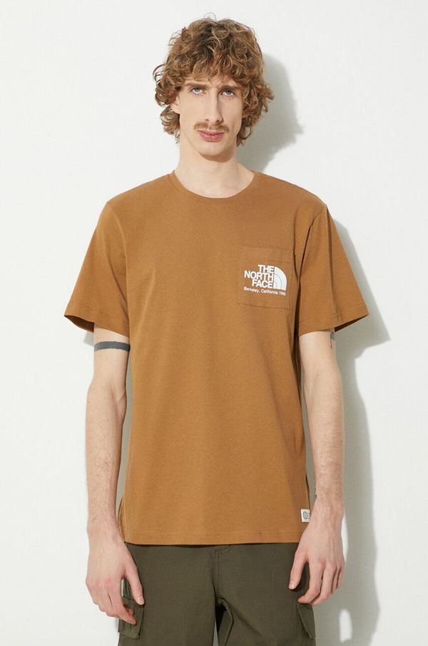 The North Face Pamučna majica The North Face M Berkeley California Pocket S/S Tee za muškarce, boja: smeđa, s tiskom, NF0A87U21731