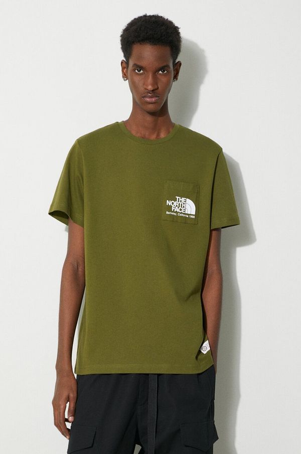 The North Face Pamučna majica The North Face M Berkeley California Pocket S/S Tee za muškarce, boja: zelena, s tiskom, NF0A87U2PIB1