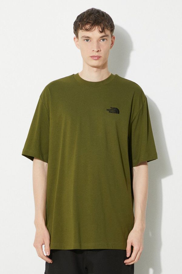 The North Face Pamučna majica The North Face M S/S Essential Oversize Tee za muškarce, boja: zelena, s aplikacijom, NF0A87NRPIB1