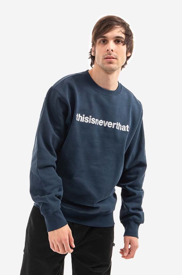 thisisneverthat Pamučna dukserica thisisneverthat T-Logo Crewneck za muškarce, boja: tamno plava, s aplikacijom, TN210TSWCW01-BURGUNDY
