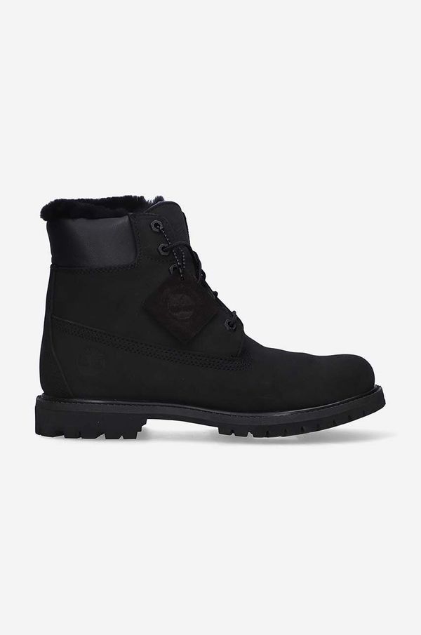 Timberland Čizme od brušene kože Timberland 6 In Premium Shearlig za žene, boja: crna, ravni potplat, s toplom podstavom, A1U7S-BLACK