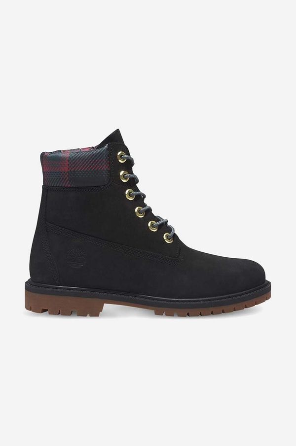 Timberland Čizme od brušene kože Timberland 6IN Hert BT Cupsole W za žene, boja: crna, ravni potplat, s polutoplom podstavom, A5MBG-BLACK