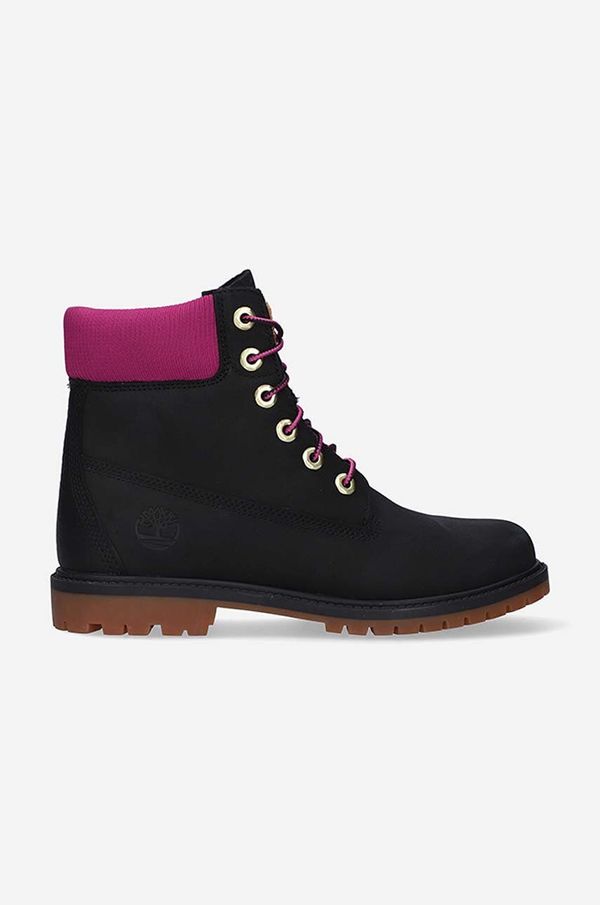 Timberland Čizme od brušene kože Timberland Heritege 6 in Waterproof boja: crna, ravni potplat, A44KX-BLACK