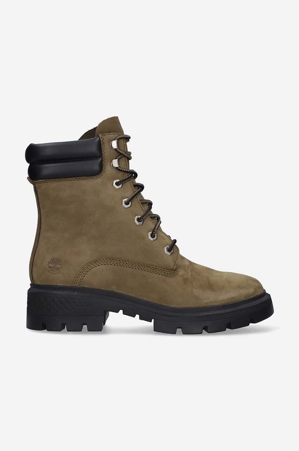 Timberland Gležnječe od brušene kože Timberland Cortina Walley za žene, boja: smeđa, ravni potplat, A5T8R-GREEN