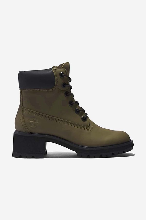 Timberland Kožne gležnjače Timberland Kinsley 6 IN WP Boot za žene, boja: zelena, s debelom petom, A437T-GREEN