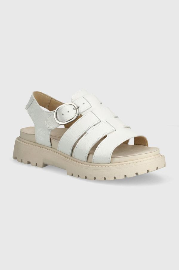 Timberland Kožne sandale Timberland Clairemont Way za žene, boja: bijela, s platformom, TB0A62WREM21