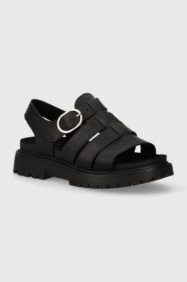 Timberland Kožne sandale Timberland Clairemont Way za žene, boja: crna, s platformom, TB0A635VW021