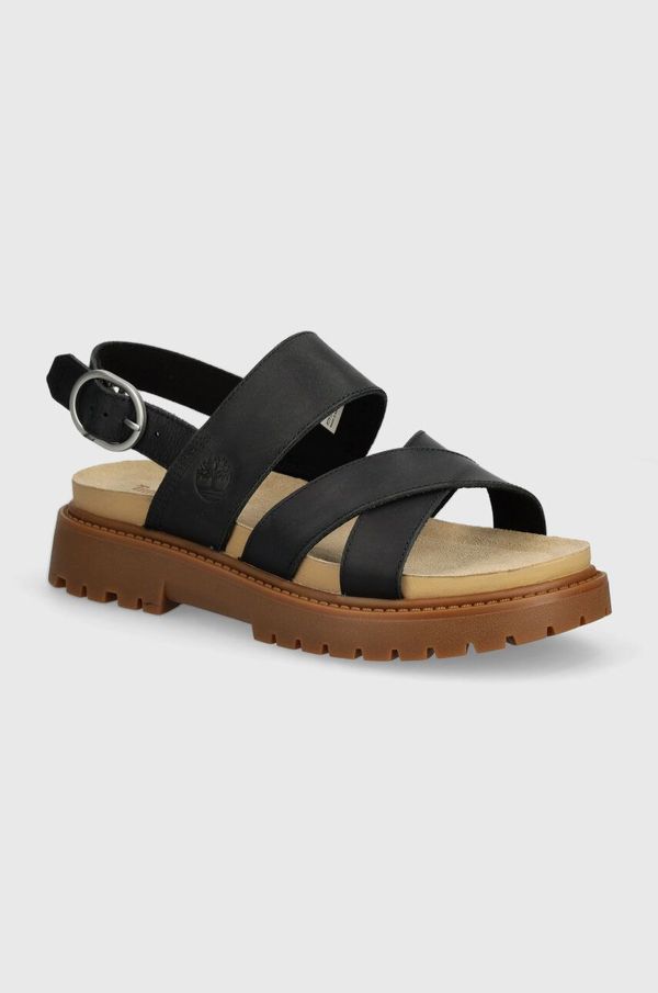 Timberland Kožne sandale Timberland Clairemont Way za žene, boja: crna, TB0A61TRW021