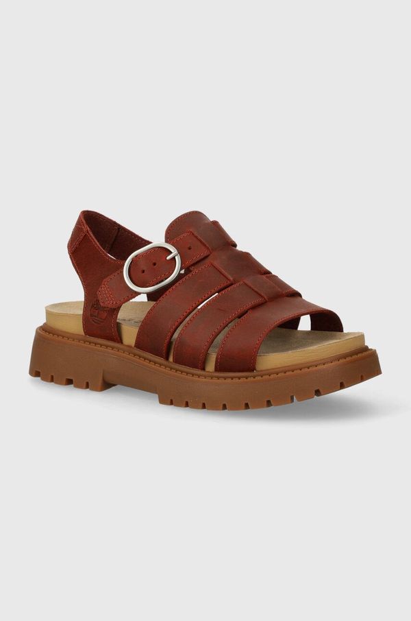 Timberland Kožne sandale Timberland Clairemont Way za žene, boja: crvena, s platformom, TB0A5ZKZEQ81
