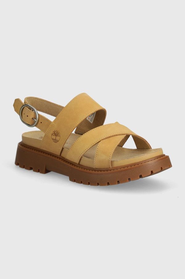 Timberland Sandale od nubuk kože Timberland Clairemont Way boja: bež, s platformom, TB0A61T4EN31