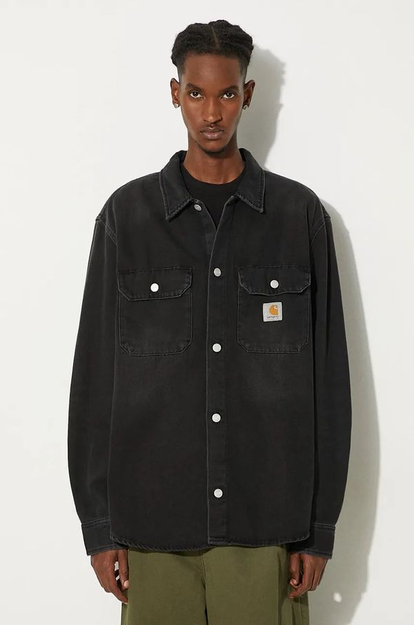 Carhartt WIP Traper jakna Carhartt WIP Harvey Shirt Jac za muškarce, boja: crna, za prijelazno razdoblje, I033346.894L