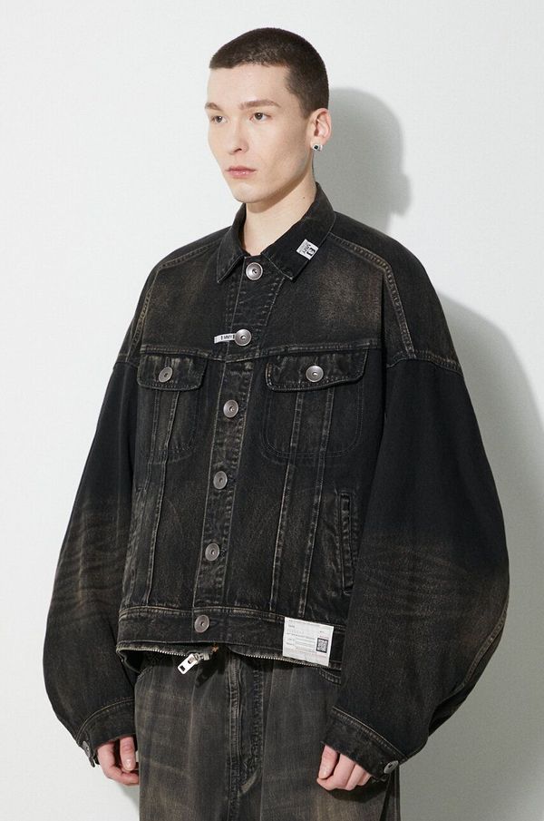 Maison MIHARA YASUHIRO Traper jakna Maison MIHARA YASUHIRO Combination Denim Jacket za muškarce, boja: crna, za prijelazno razdoblje, oversize, A12BL022