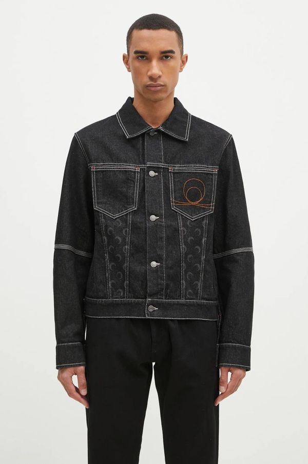 Marine Serre Traper jakna Marine Serre Moon Laser Denim Trucker Jacket za muškarce, boja: crna, za prijelazno razdoblje, MJA063A.RDEN0001