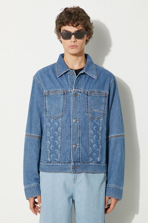 Marine Serre Traper jakna Marine Serre Moon Laser Denim Trucker Jacket za muškarce, za prijelazno razdoblje, MJA063A