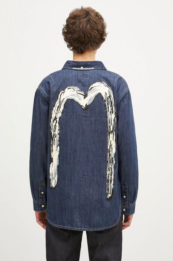 Evisu Traper košulja Evisu Daicock Printed za muškarce, boja: tamno plava, regular, s klasičnim ovratnikom, 2EAHTM4DL1031