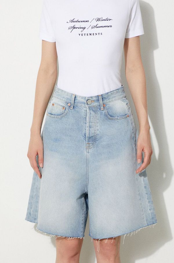 Vetements Traper kratke hlače VETEMENTS Denim Shorts za žene, bez uzorka, visoki struk, UE64SS200N