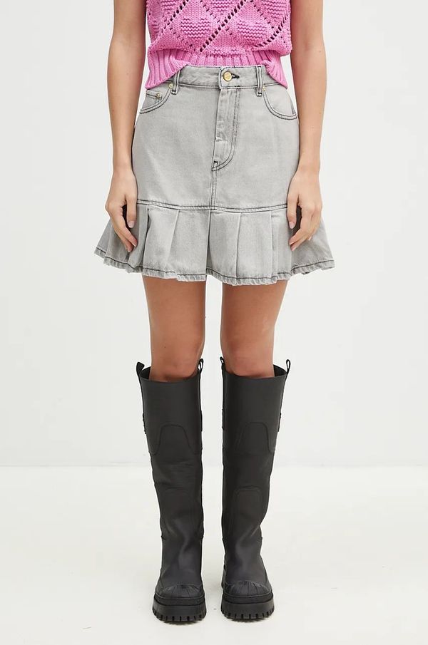 GANNI Traper suknja GANNI Future Denim Pleated Mini Skirt boja: siva, mini, širi se prema dolje, J1550