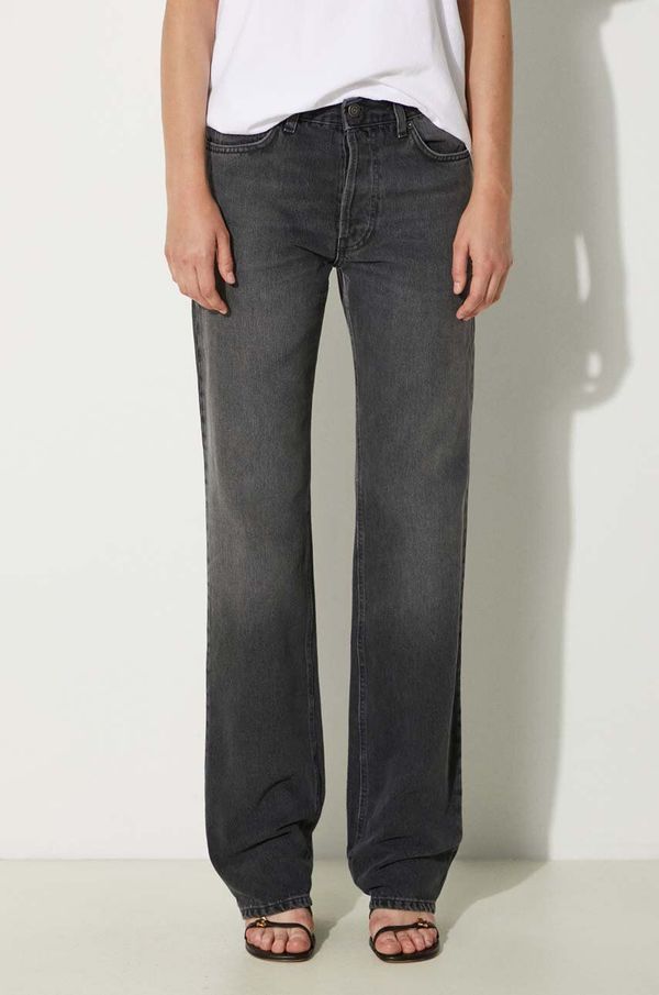 Fiorucci Traperice Fiorucci Faded Black Straight Fit Jeans za žene, visoki struk, W01FPDJE075DN01DN05