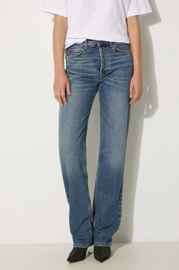 Fiorucci Traperice Fiorucci Mid Blue Straight Fit Jeans za žene, visoki struk, W01FPDJE075DN01DN02