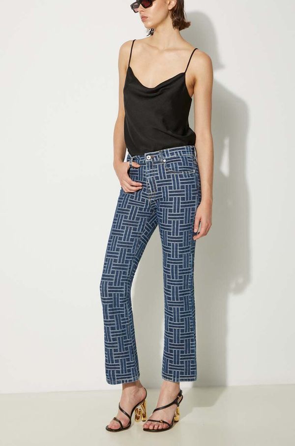 Kenzo Traperice Kenzo Bara Cropped Fit Jeans za žene, visoki struk, FE62DP2296J3.DS