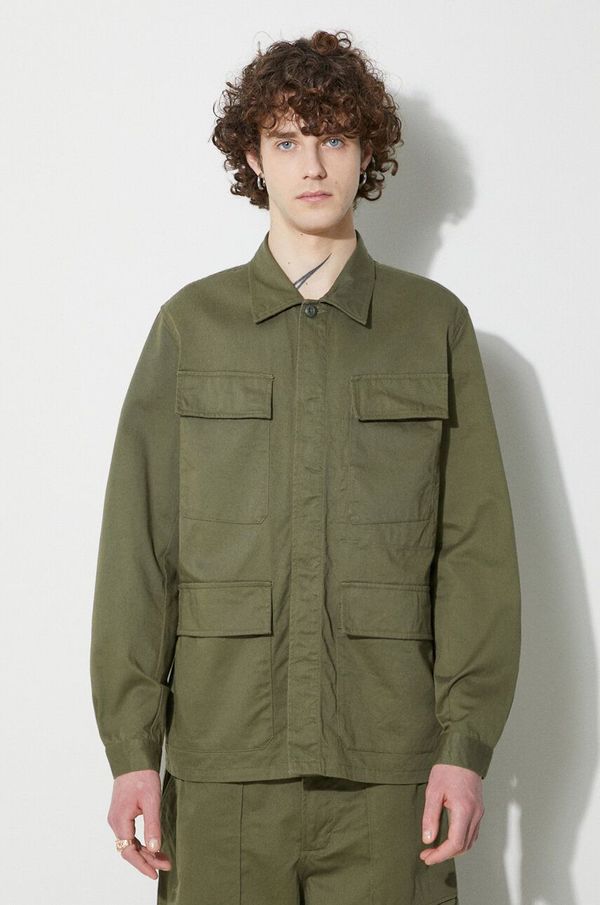 Universal Works Jakna Universal Works Mw Fatigue Jacket za muškarce, boja: zelena, regular, s klasičnim ovratnikom, 166.LIGHT.OLIVE