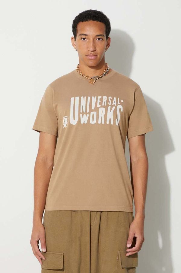 Universal Works Pamučna majica Universal Works Mystery Train Print Tee MYSTERY TRAIN PRINT TEE za muškarce, boja: bež, s tiskom, 29182 29182