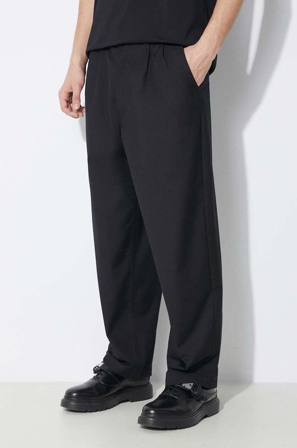 Vans Hlače Vans Premium Standards Pleat Front Pant LX za muškarce, boja: crna, ravni kroj, VN000GVYBLK1