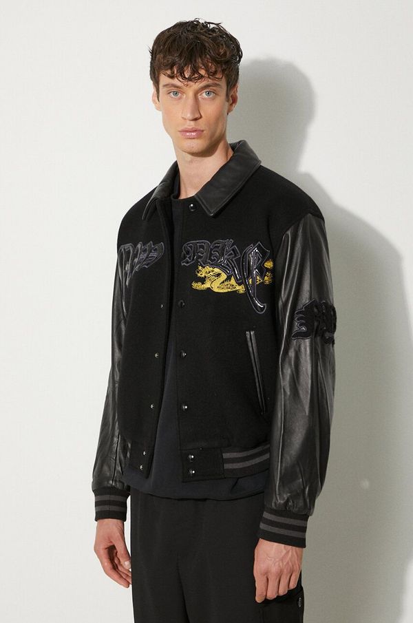 Awake NY Vunena jakna Awake NY Varsity Jacket boja: crna, za prijelazno razdoblje, oversize, SP24-OT001