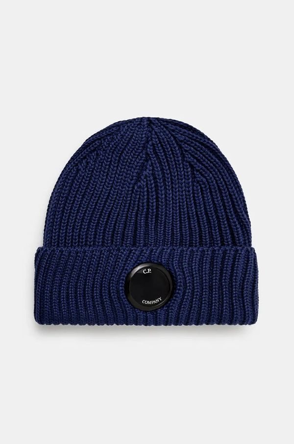 C.P. Company Vunena kapa C.P. Company Extra Fine Merino Wool Goggle Beanie boja: tamno plava, vunena, 17CMAC272A005509A