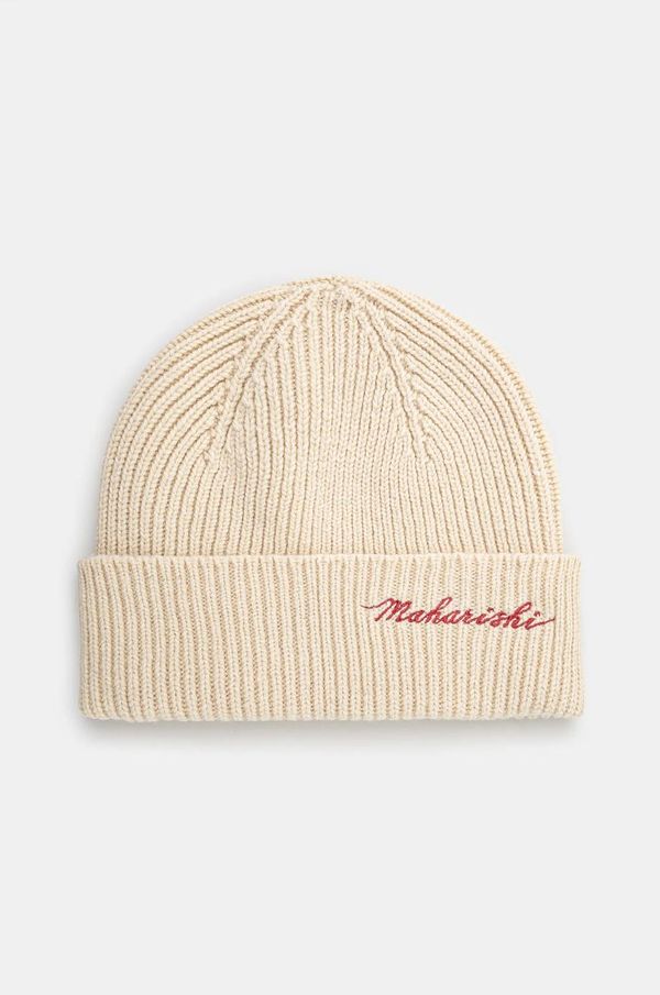 Maharishi Vunena kapa Maharishi Maharishi Embroidered Beanie boja: bež, vunena, 1368.ECRU