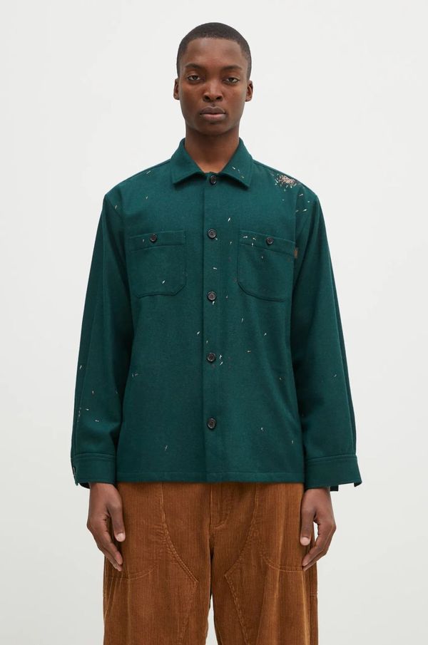 Undercover Vunena košulja Undercover Shirt boja: zelena, relaxed, s klasičnim ovratnikom, UC2D4405.1