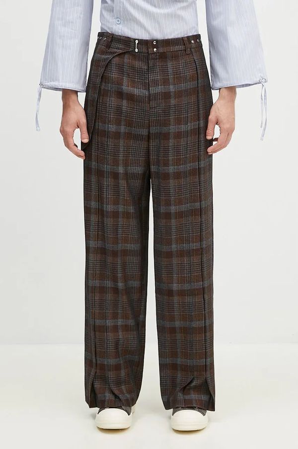 Andersson Bell Vunene hlače Andersson Bell Soe Check Wrap Trousers boja: smeđa, ravni kroj, apa753ml