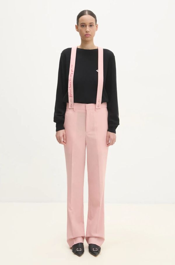 Fiorucci Vunene hlače Fiorucci boja: ružičasta, ravni kroj, visoki struk, W01FMBPA183WO01PN02