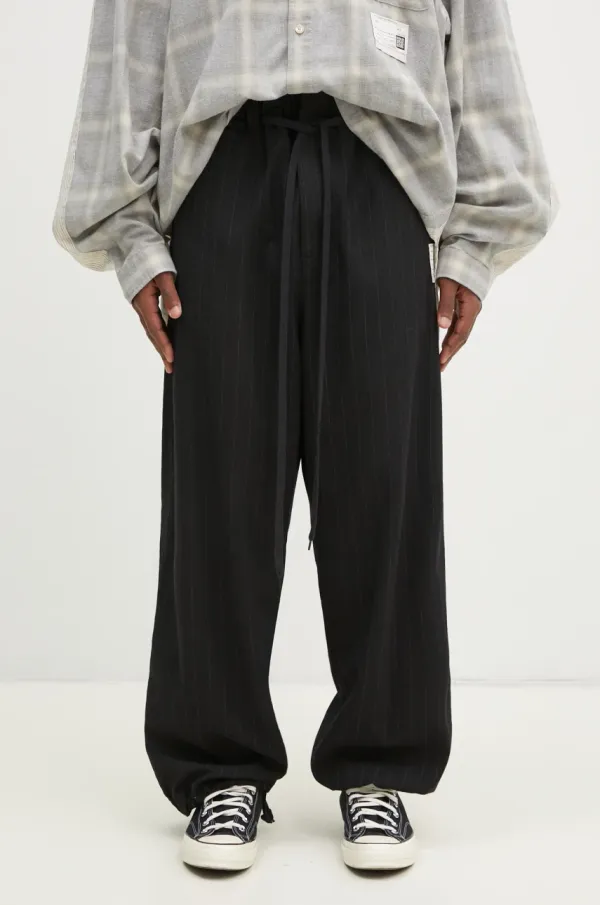 Maison MIHARA YASUHIRO Vunene hlače Maison MIHARA YASUHIRO Wide Trousers boja: crna, A14PT032