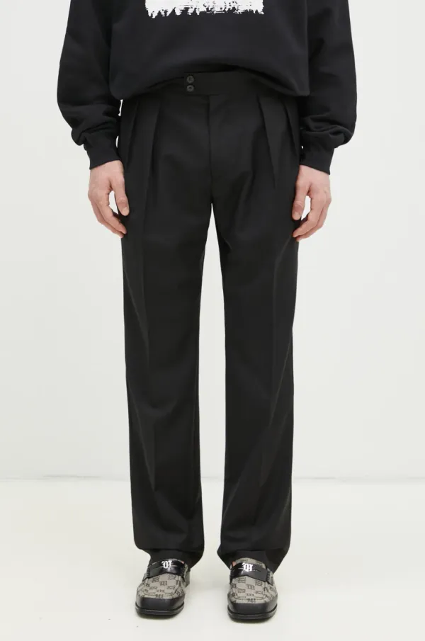Paul Smith Vunene hlače Paul Smith boja: crna, ravni kroj, M1R-409Z-P00002