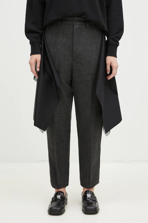 Undercover Vunene hlače Undercover Pants boja: siva, ravni kroj, visoki struk, UC2D1505